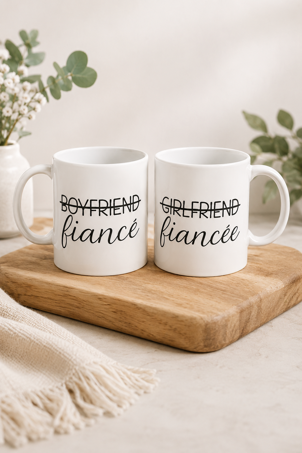 Boyfriend Fiancé & Girlfriend Fiancée Mug Set
